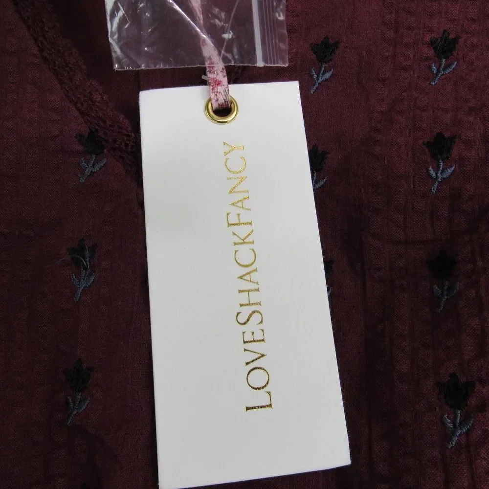 LoveShackFancy Women’s Lena Dress in Spice Burgundy Sz S - Picture 4 of 6